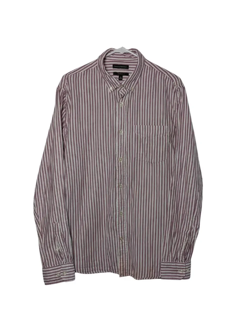 Banana Republic Men's Untucked Slim Fit Button Down Shirt Pink White Stripe XL